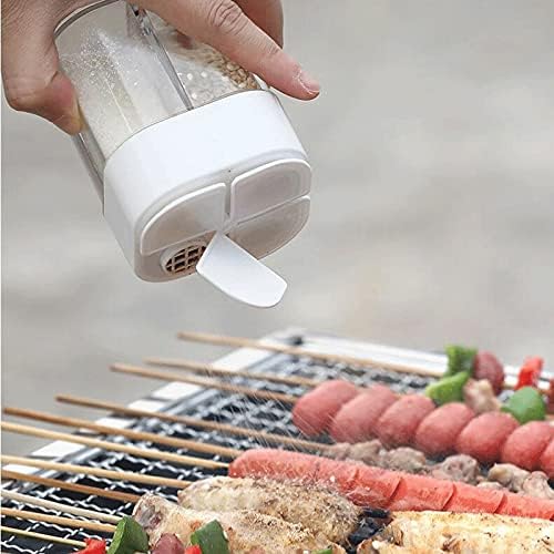 tlp Seasoning Jars Four in One Seasoning Glass Can Transparent Seasoning Can Kitchen Spice Pepper Shaker Spice Jar Rotating Cover Salt Sugar Bottle (Color : Gray) (Gray)