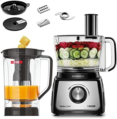 MONDIAL Multiprocessador Turbo Chef 7 em 1, Preto, 1000W, 110V - MPN-01-BE