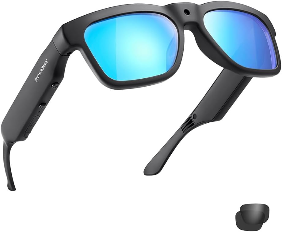 OhO 128G Smart Glasses with Full HD Camera & Open Ear Bluetooth Speaker Headphone,Indoor & Outdoor Sports,UV400 Polarized Lens,for Men Women