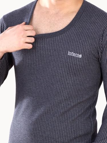 Image of Lux Inferno Men's Thermal Set | Full Sleeve Round Neck Top & Bottom Winter Innerwear | Soft & Warm Cotton Fabric