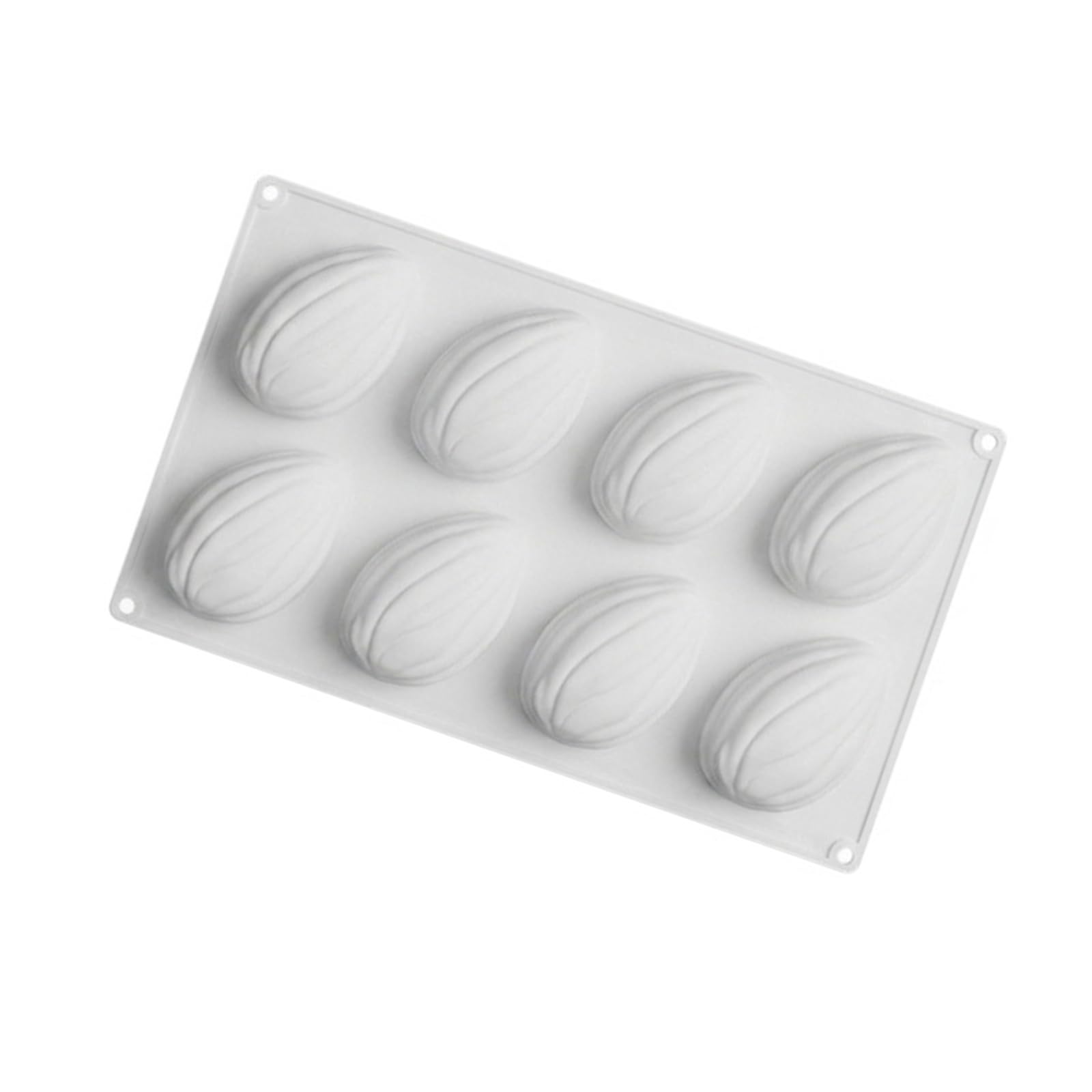 COOLHOOD 8 Cavity Almond Silicone Mold for Baking Flexible Nut Shell Pan for Mousse Chocolate Jelly Ice Cream Dessert Mousse Pan