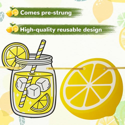 Image of Lemonade Banner for Lemonade Stand Decorations, Lemon Garland Sign Summer Lemon Party Decorations Lemonade Party Supplies Decor