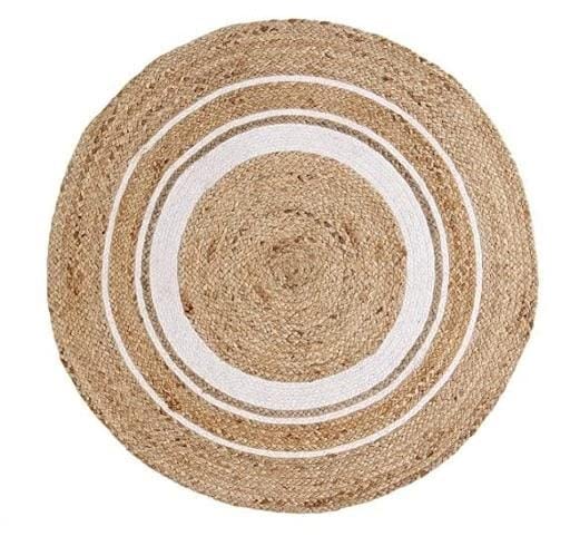 Handgeflochtener runder Bodenteppich aus natürlicher Jute, natürliche Fasern, Bodenteppich, Heimdekorationsteppich (2,1 x 2,1 m)