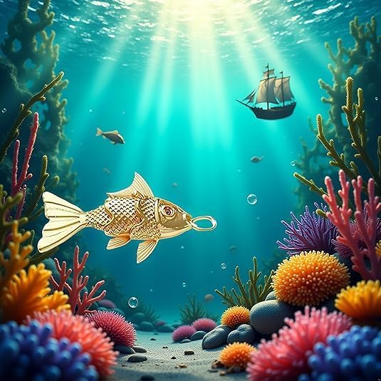 Gold Fish Charm Pendant,Sea Animal Golden Fish Shaped Gold Plated Pendants Pave Ocean Pendants for Men Women for DIY Bracelet Necklace Earrings Beading, Pave Ocean Jewelry Making Accessory - Image 4