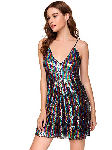 Verdusa Women s Sexy Sleeveless Fit and Flare Loose Party Clubwear Dress Multicolored XXL