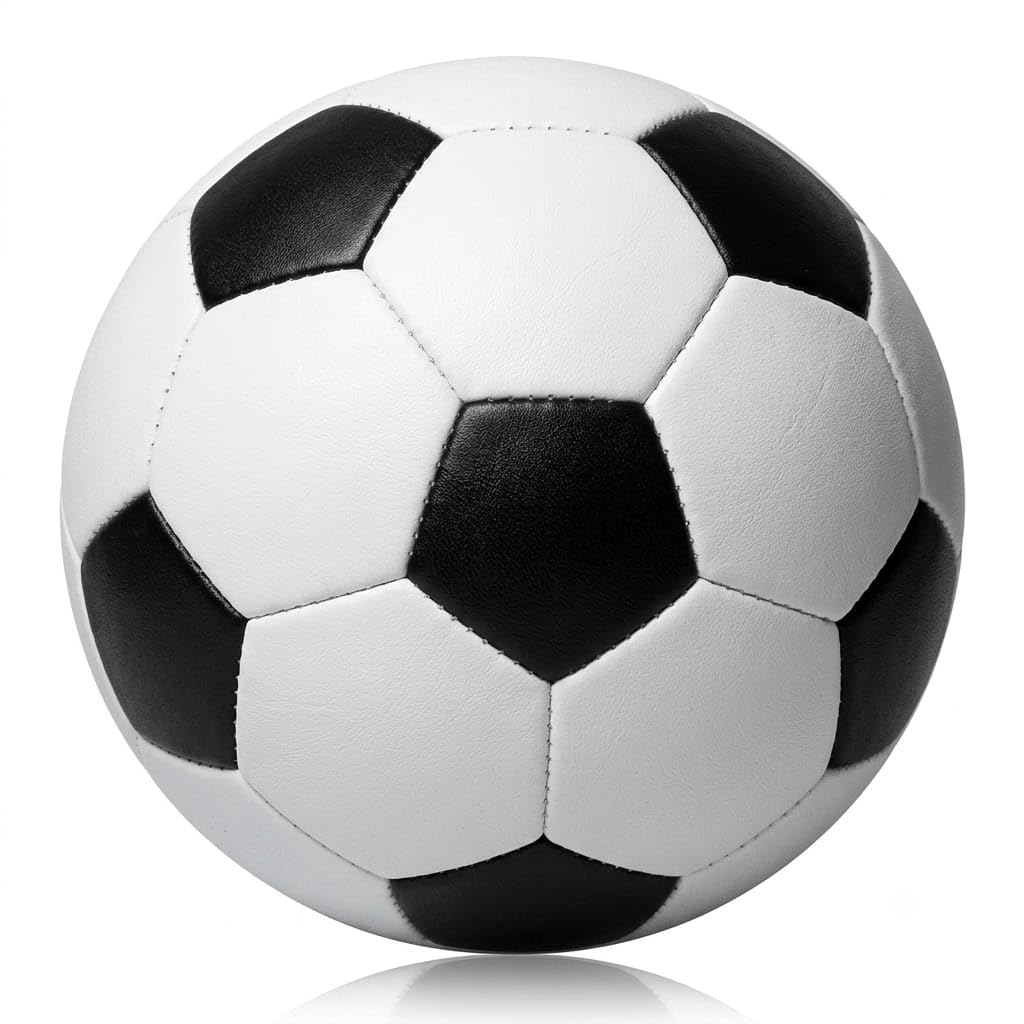 Size 5 Soccer Ball, Machine Stitched PVC Sports Ball for Kids & Adults, Training, Practice, School, Club, Indoor & Outdoor Play, Black & White (Football-Size-5)-image-27