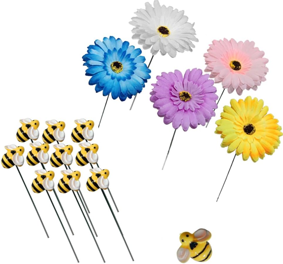15 Pcs Yard Stick, Bee Garden Decor Bee Flowers Garden