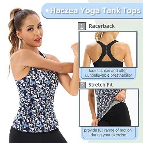 Haczea Workout Tops For Women Built In Sports Bra Sleeveless Athletic Tank Top For Yoga Running Tennis Fitted Racerback Sports Shirts-Camo Xxl #TOP4