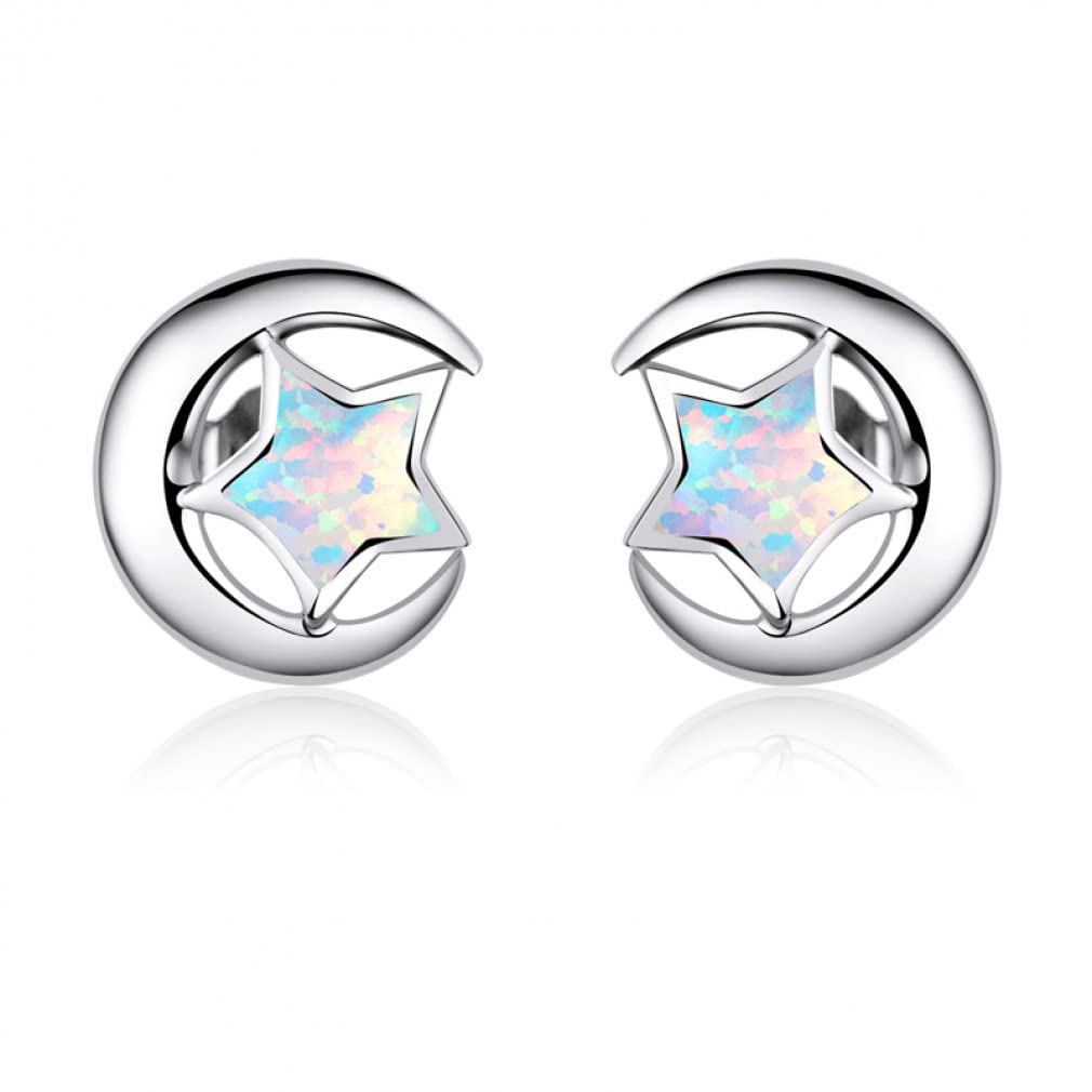 LYGXWJFC Opal Ohrstecker Herz Blau für Damen 925 Schmuck