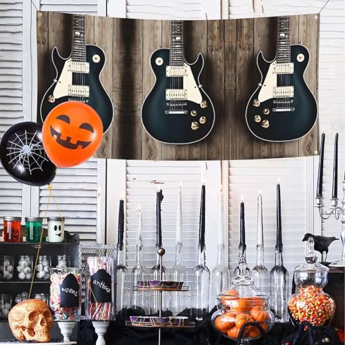 MINDBBDFJ Musical Guitar Print Banners And Signs For Outdoor/Indoor,Personalized Banner Customizable Parties Halloween Banner (180x90cm)2