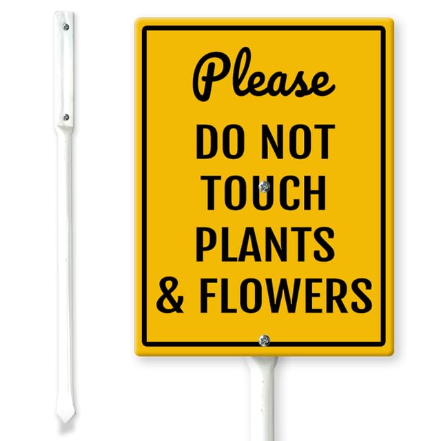 Horienteeon Do Not Touch Plants And Flowers Vintage Look Yard Sign with Stakes 11.5×15cm, Aluminum Yard Sign Rust Free, Do Not Touch Sign, Caution Sign Please Do Not Touch, No Touching Sign