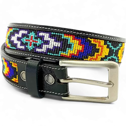 Beaded Genuine Leather Western Belt for Men & Women, Leather Gift For Wife2