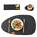 Juego de Manteles Individuales Redondo y Posavasos de Fieltro,6 Alfombrillas de Fieltro Sintética Negras Antideslizantes Impermeables para Cocina Interior Comedor Restaurante(Juego de 6)