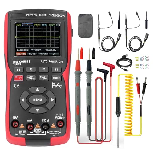 Handheld Digital Oscilloscope Multimeter 48MSa 9999 Counts Single Channel Oscilloscope with USB Cable for Electronics Testing
