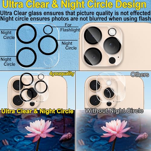 Image of 4youquality Camera Lens Protector for iPhone 16 Pro and iPhone 16 Pro Max, 9H Tempered Glass, Anti-Scratch, Case-Friendly, 3-Pack