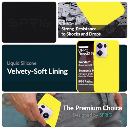 Image of SPRIG Compatible with Oppo Reno 13 Pro Premium SilkTone Back Cover Drop Tested Shock Proof Mobile Case for Men, Women, Boys and Girls with Camera Protection (Shining Yellow)