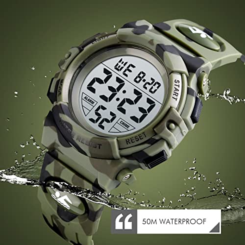 Image of Dayllon Kids Digital Watch Boys Outdoor Sports 50M Waterproof Girls Watches Alarm Clock 12 /24 H Stopwatch Calendar for Ages 3-15 Boy Girl Wristwatch Kids Gift