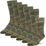 HikeCoz Calcetines de lana merino para hombre y mujer, cómodos calcetines de invierno con amortiguación antiampollas y control de humedad, Camuflaje (3 pares), S/M