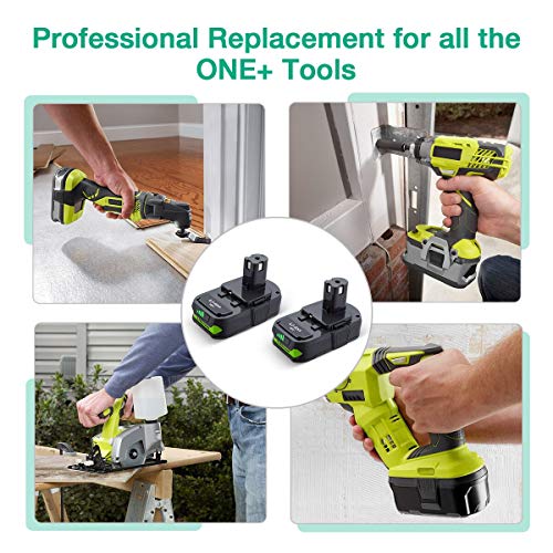 FirstPower 2Pack 3.0Ah 18V Li-ion Battery Compatible with The 18V ONE+ P102 P103 P107 P109 P104 P105 Battery + P117 Charger for 18V Lithium ion Battery Compatible with Cordless Tools