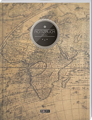 TULPE Blanko Notizbuch A4 „C075 Auslandsreise“ (140+ Seiten, Vintage Softcover, Seitenzahlen, Re