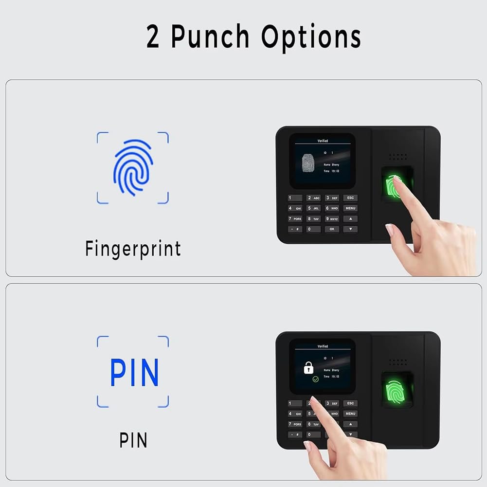 Fingerabdruck-Zeiterfassungssystem mit Biometrischer Zeiterfassung, Mitarbeitertastatur, Elektrischer Zeiterfassungsapparat für Unternehmen, EU-Stecker