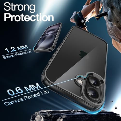 Image of JETech Cover Case for iPhone 16 6.1-Inch, Non-Yellowing Phone Bumper Cover, Anti-Scratch Clear Back (Black)