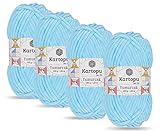 Kartopu Yumurcak,Velvet Knitting Yarns,Amigurumi and Baby Knitting Yarns,(4Balls) Each Skein(Ball) 3.53 Oz (100g) (Baby Blue 516)