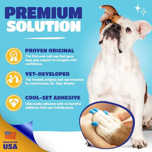 Image of Soft Claws Dog Nail Caps, 40 Medium Nail Caps, Made in USA - Vet Developed, Safe & Non-Toxic Easy to Apply Claw Covers | Protects Furniture & Skin, Pink Sparkle