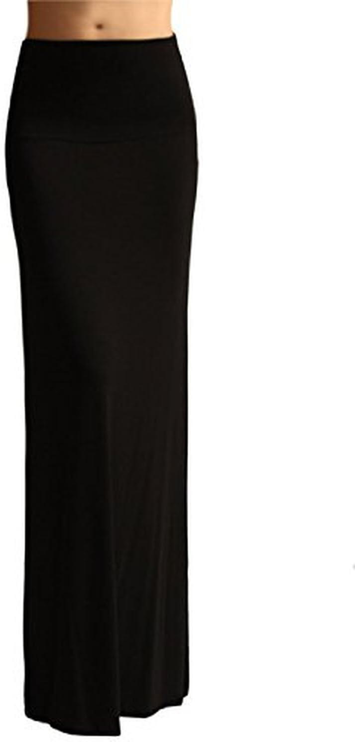 Womens Rayon Lightweight Floor Length Maxi Skirt (Large, Black)