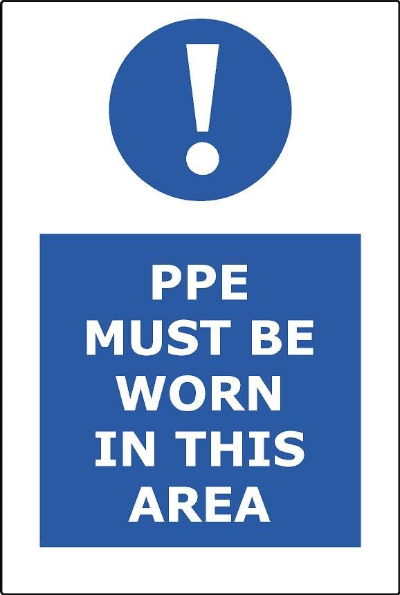 PPE Must be worn in this area self-adhesive vinyl sign - 15 x 20 cm - x5