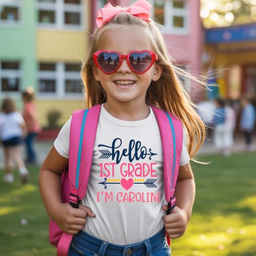 Hello Pre-K Back to School Outfits for Girls, Personalized Kindergarten Shirts for Toddler Girl, Cute First day of School Outfit, Second, Third, Fourth, Fifth Grade Clothes for Kids. ARROW4