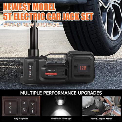 Image of E-HEELP Electric Car Jack Kit 5Ton 12V Hydraulic Car Jack Lift (Lifting Range: 6.1~17.7 inch) with Electric Impact Wrench for SUV MPV Sedan Truck Change Tires Garage Repair
