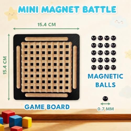 Image of Addictive Mini Magnet Battle Game (Magnetic Chess) for Kids & Adults (Ages 9+) | 2-4 Player Strategy Board Game | Screen-Free Family Game Night & Travel Fun | Includes Board & 20 Magnetic Balls