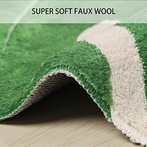 Livebox Nursery Rug 35.5 X 44 Inches Washable Kids Rug For Bedroom, Green Leaf Shaped Area Rug Soft Cute Children Play Carpet Non-Slip Baby Playroom Rug For Toddler Tent #TOP1