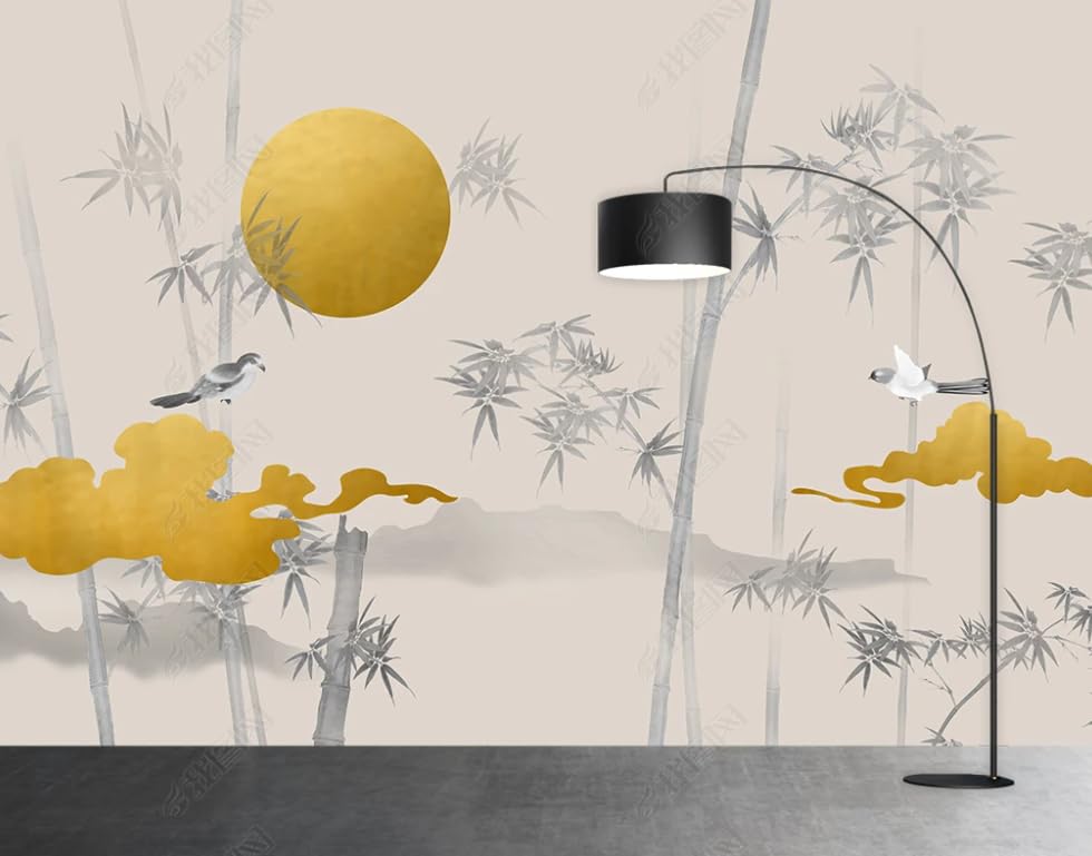 Papier peint nuages dorés pour masquer les défauts du mur de chambre
