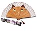 Amajiji Hand fans for women, Folding fan, Women Lovely Brown Cat Folding Silk Fan Handheld Fan for Wedding, Dancing, Church, Party, Gifts - With a Fabric Sleeve for Protection (Brown)