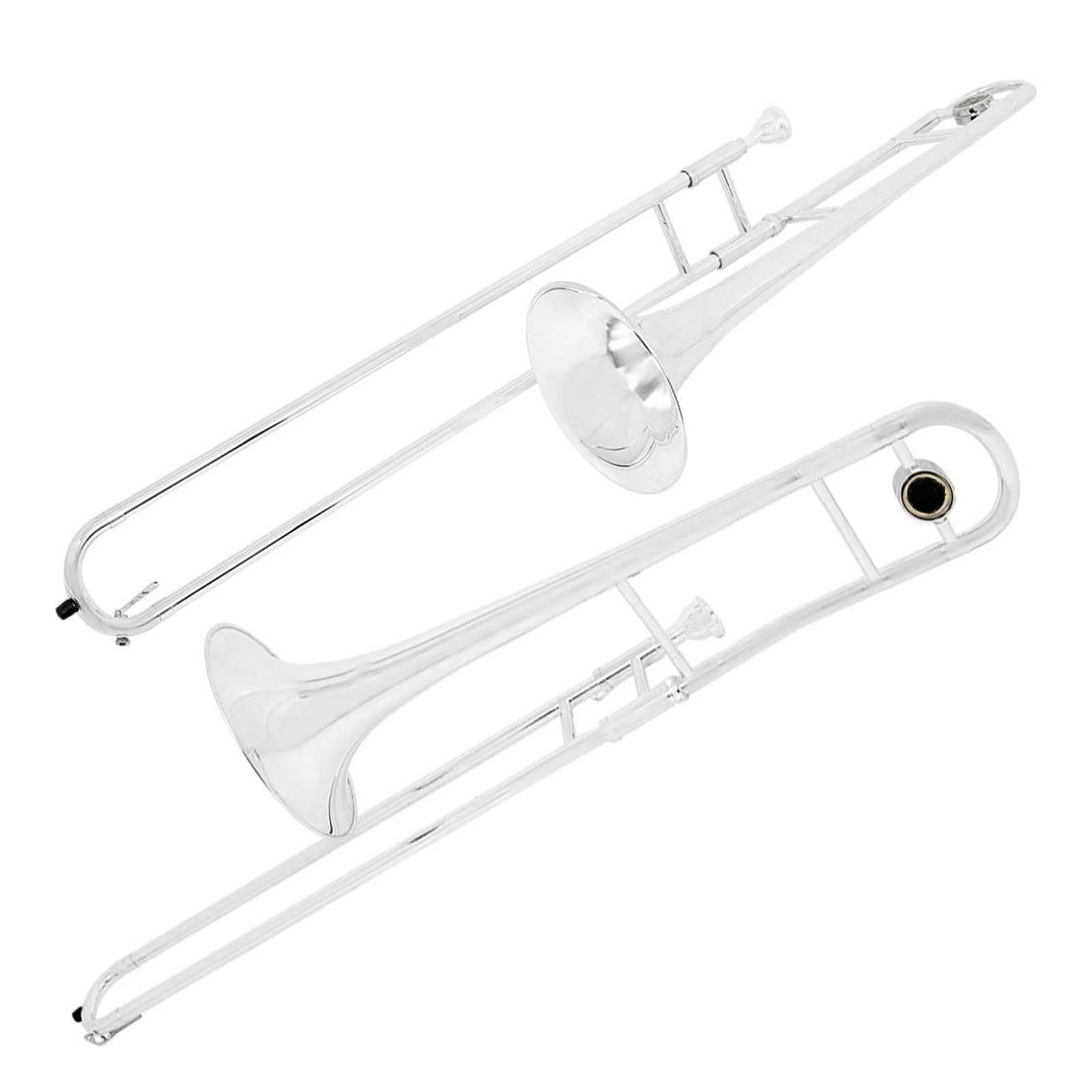 Trombón De Varas Alto En Si Bemol Para Principiantes Instrumento Chapado En Latón Con Juego De Guantes Trombón(Silver)