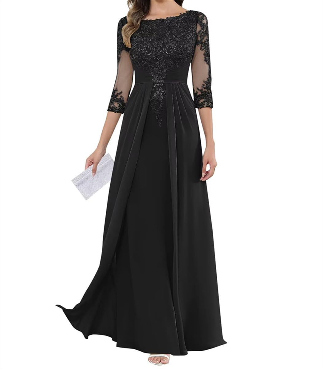 Robe de mère de la mariée manches 3/4 masquant les bras avec élégance - 7
