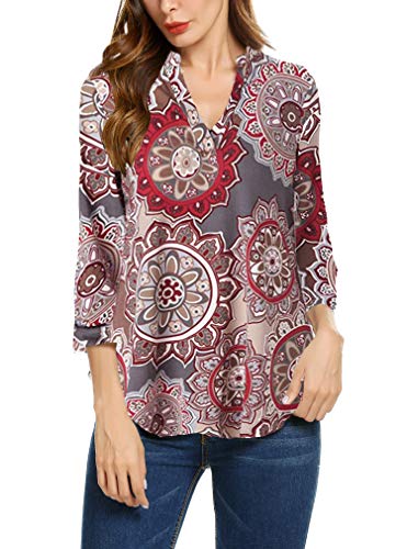 Hount Womens Tunic Tops Casual Loose Long Sleeve Shirt Blouse (XX-Large, Grey)