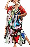 Orshoy Strandkleider Damen Sommer Bikini Cover Up Strandponcho Kleider Boho Lang Kleid Freizeitkleid Bademode Strandurlaub Pareos Cover ups Strandtunika A-Bunte Muster 2