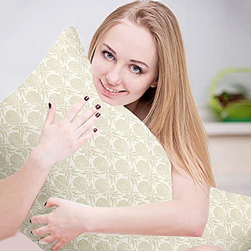 Image of ARLinen-Micro Filled Pineapple Print Cotton Pillow Takiya Combo Set of 2 for Bed Room - 16x24 Inch Size Pillow Set of 2 for Sleeping