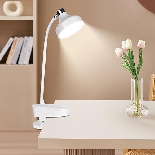 Miniatura 4 de Luz de libro de lectura, lámpara de escritorio LED, blanca, lámpara de escritorio con puerto de carga USB, de pie, clip, batería y USB de doble uso,