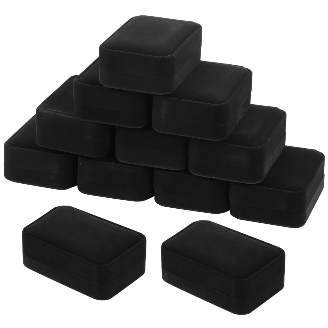 12 scatole portagioie in velluto nero per collane, eleganti vetrine per fidanzamento, matrimonio e regali di compleanno