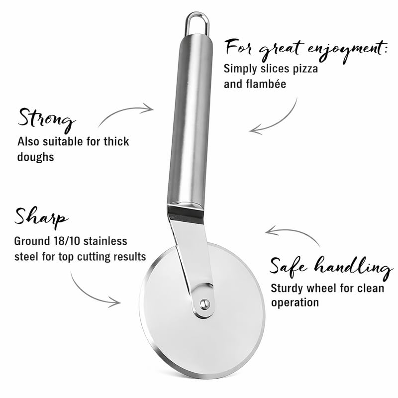 Image of Northstar Ventures Stainless Steel Pizza Pastry Cake Slicer Cutter Wheel Roll | Pizza Cutter Steel | Sandwich Cutter |,Pack of 1, Silver
