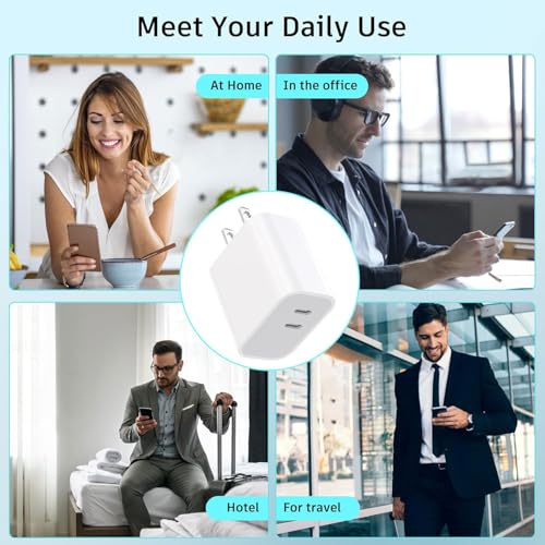 20W Dual Port USB C Fast Charger Block, Tpye C Charging Block for iPhone 17/16/15 Series, Portable Wall Charger Plug - image 5