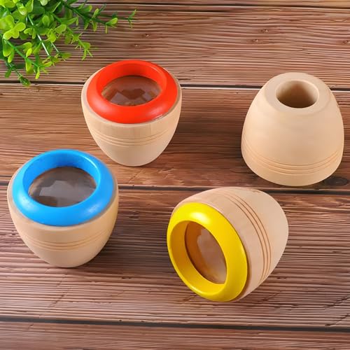 OFKPO 4 Stück Kinder Kaleidoskop aus Holz,Mini Kaleidoskop Spielzeug Puzzle Spielzeug