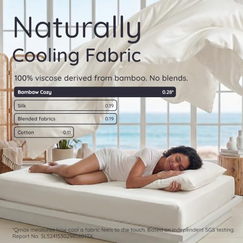 Image of Bambaw Queen Duvet Cover Set 3pcs 100% Viscose Derived from Bamboo, Cooling, Super Soft, Breathable, No Comforter (Ivory)