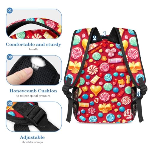 Sac à dos motif bonbons rouges multicolore 2 pièces avec trousse