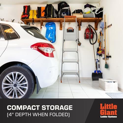 Little Giant Ladders Flip-N-Lite 6 ft Lightweight Step Ladder with Standing Platform, Aluminum, 300 lb Load Capacity, Type 1A Extra Heavy Duty, 10.25 ft Reach Height (15270-001)