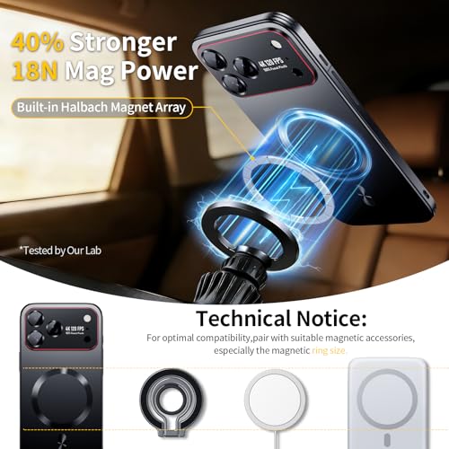 Image of for iPhone 17 Pro Case, Heavy-Duty Slim Design Compatible with MagSafe, Strong Magnetic Shockproof Protection for Screen & Camera Cover Case for 17 Pro Case,Black